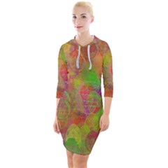 Easter Egg Colorful Texture Quarter Sleeve Hood Bodycon Dress by Dutashop