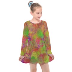 Easter Egg Colorful Texture Kids  Long Sleeve Dress