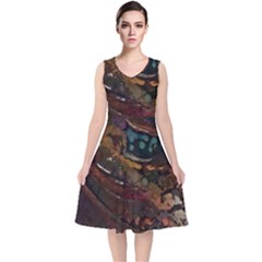 Abstract Art V-neck Midi Sleeveless Dress 