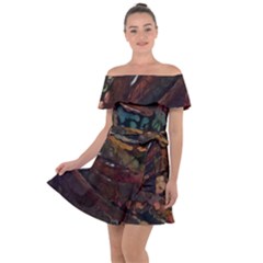 Abstract Art Off Shoulder Velour Dress