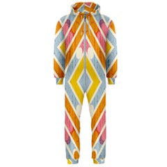 Line Pattern Cross Print Repeat Hooded Jumpsuit (men) 