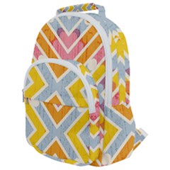 Line Pattern Cross Print Repeat Rounded Multi Pocket Backpack by Dutashop