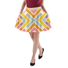 Line Pattern Cross Print Repeat A-line Pocket Skirt