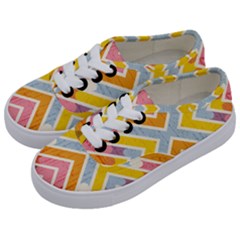 Line Pattern Cross Print Repeat Kids  Classic Low Top Sneakers by Dutashop