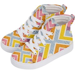 Line Pattern Cross Print Repeat Kids  Hi-top Skate Sneakers by Dutashop