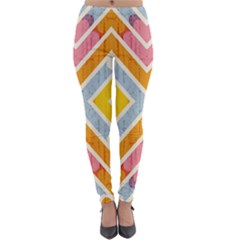 Line Pattern Cross Print Repeat Lightweight Velour Leggings