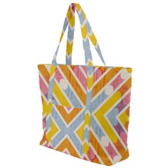 Line Pattern Cross Print Repeat Zip Up Canvas Bag by Dutashop
