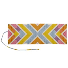 Line Pattern Cross Print Repeat Roll Up Canvas Pencil Holder (m) by Dutashop