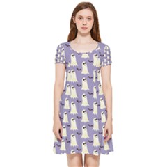 Halloween Ghost Bat Inside Out Cap Sleeve Dress