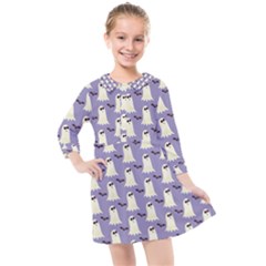 Halloween Ghost Bat Kids  Quarter Sleeve Shirt Dress by Dutashop
