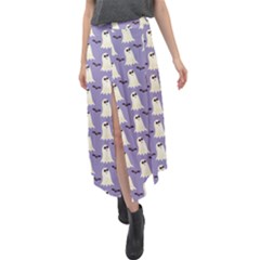 Halloween Ghost Bat Velour Split Maxi Skirt