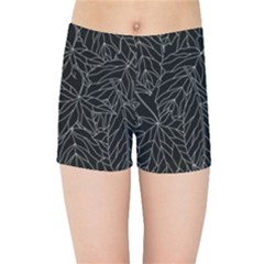 Autumn Leaves Black Kids  Sports Shorts by Dutashop