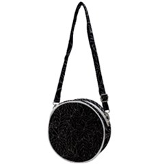 Autumn Leaves Black Crossbody Circle Bag by Dutashop