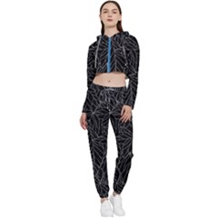 Autumn Leaves Black Cropped Zip Up Lounge Set