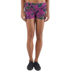 Modern Floral Collage Print Pattern Yoga Shorts by dflcprintsclothing