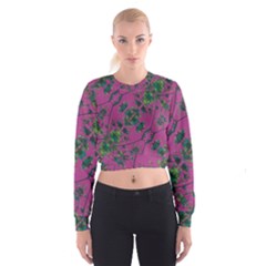 Modern Floral Collage Print Pattern Cropped Sweatshirt by dflcprintsclothing