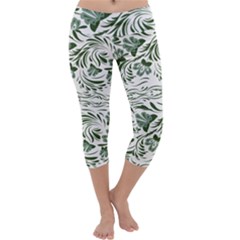 Green Leaves Capri Yoga Leggings by Eskimos