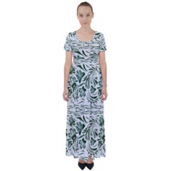 Green Leaves High Waist Short Sleeve Maxi Dress by Eskimos
