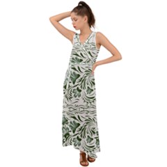 Green Leaves V-neck Chiffon Maxi Dress by Eskimos