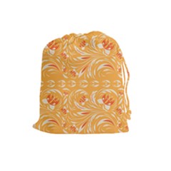 Orange Pattern Drawstring Pouch (large) by Eskimos