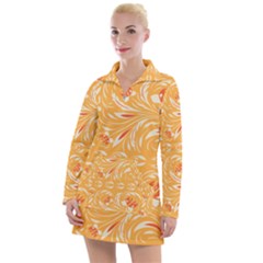 Orange Pattern Women s Long Sleeve Casual Dress by Eskimos