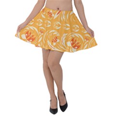 Orange Pattern Velvet Skater Skirt by Eskimos