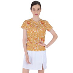 Orange Pattern Women s Sports Top by Eskimos