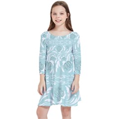 Blue Ornament Kids  Quarter Sleeve Skater Dress by Eskimos