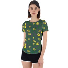 Yellow Flowers Back Cut Out Sport Tee by Eskimos