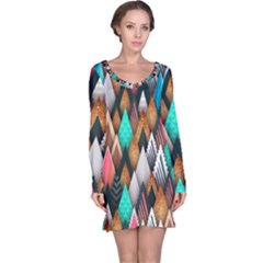 Abstract Triangle Tree Long Sleeve Nightdress