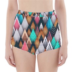 Abstract Triangle Tree High-waisted Bikini Bottoms