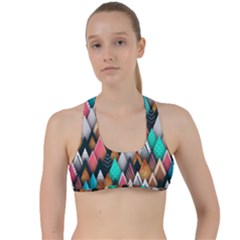 Abstract Triangle Tree Criss Cross Racerback Sports Bra