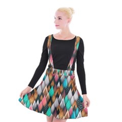 Abstract Triangle Tree Suspender Skater Skirt by Dutashop