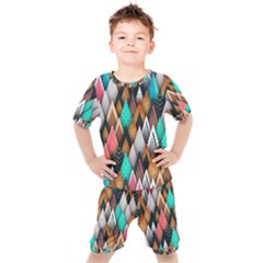 Abstract Triangle Tree Kids  Tee And Shorts Set by Dutashop