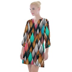 Abstract Triangle Tree Open Neck Shift Dress