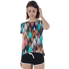 Abstract Triangle Tree Short Sleeve Foldover Tee