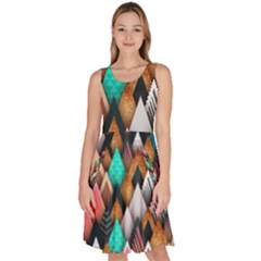 Abstract Triangle Tree Knee Length Skater Dress With Pockets