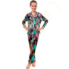 Abstract Triangle Tree Kid s Satin Long Sleeve Pajamas Set