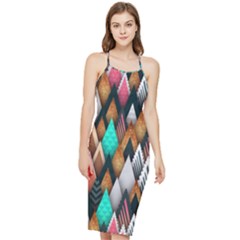 Abstract Triangle Tree Bodycon Cross Back Summer Dress