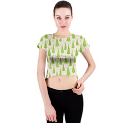 Christmas Green Tree Crew Neck Crop Top