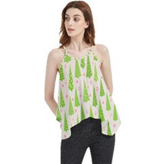 Christmas Green Tree Flowy Camisole Tank Top by Dutashop