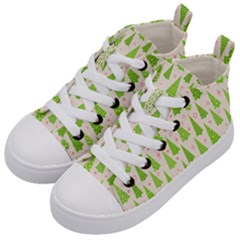 Christmas Green Tree Kids  Mid-top Canvas Sneakers