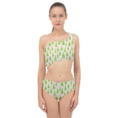 Christmas Green Tree Spliced Up Two Piece Swimsuit by Dutashop