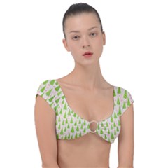 Christmas Green Tree Cap Sleeve Ring Bikini Top