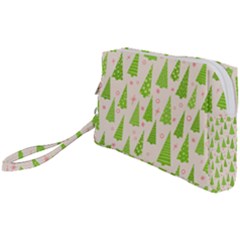 Christmas Green Tree Wristlet Pouch Bag (small)