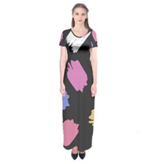 Many Colors Pattern Seamless Short Sleeve Maxi Dress