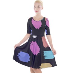 Many Colors Pattern Seamless Quarter Sleeve A-line Dress