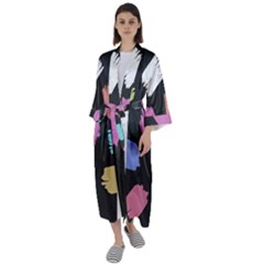 Many Colors Pattern Seamless Maxi Satin Kimono by Dutashop