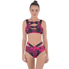 Cube Square Block Shape Bandaged Up Bikini Set 