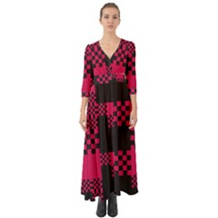 Cube Square Block Shape Button Up Boho Maxi Dress by Dutashop